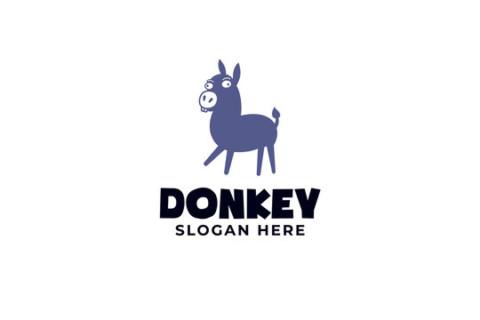 donkey with stupid face modern logo vector design