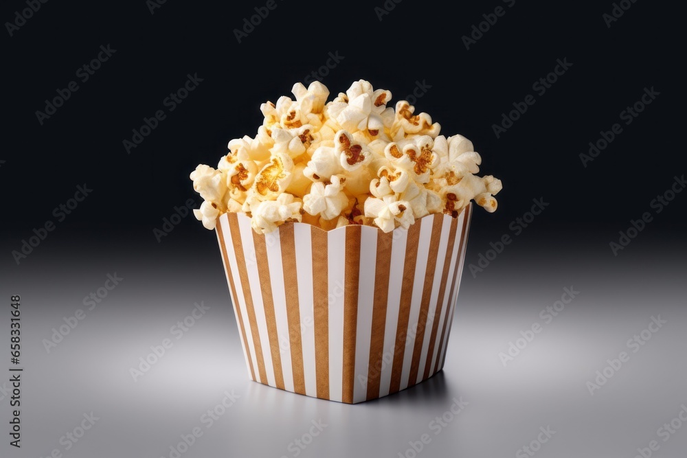 Poster appetizing popcorn. background with selective focus and copy space