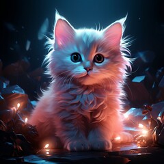 A cute little kitten with bright brown eyes