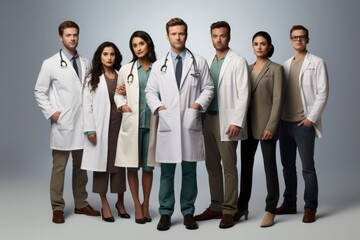 Fashionable healthcare professionals smiling in studio