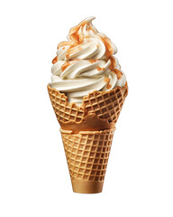 Ice cream cone isolated on transparent and white background. Png transparent
