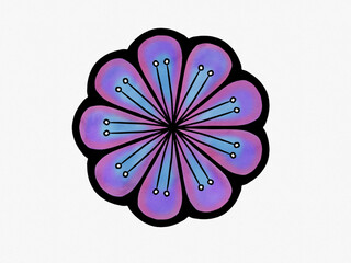 Purple and Blue Watercolor Flower