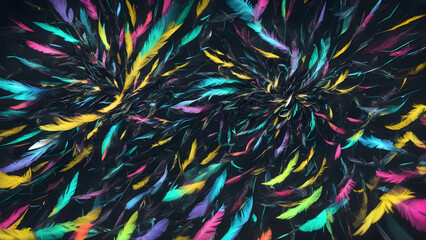 Illuminating the Night: Neon Feathered Flight in Cosmic Splendor