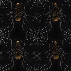 halloween spider web pattern on black background