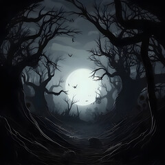 spooky halloween background with moon
