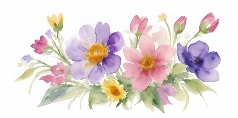 Spring meadow flowers. AI generated illustration