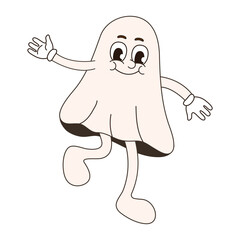 Obraz premium Cute ghost in retro style. Minimalistic character.