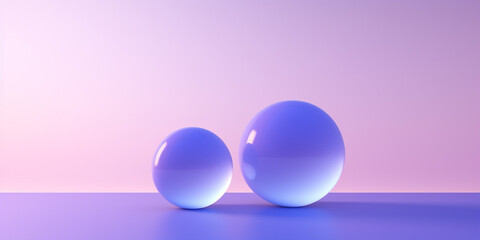 Abstract Blue and Purple Transparent Liquid Shapes: Sphere, Ring, Cube. Futuristic Banner. Glowing Neon Bright Retro Technology Background. Generative AI.