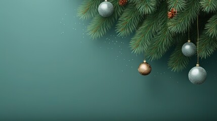  a christmas tree with ornaments hanging from it's branches.  generative ai
