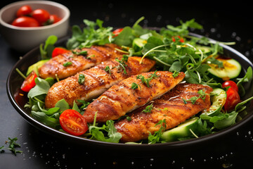 Healthy Plate: Chicken Fillet with Salad. Generative AI
