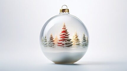  a glass ornament with a christmas tree inside of it.  generative ai
