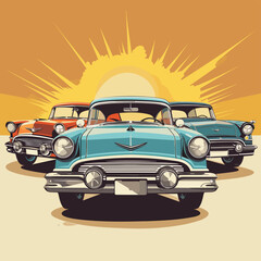 Vector of classic cars in retro style