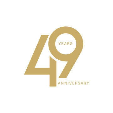 49th, 49 Years Anniversary Logo, Golden Color, Vector Template Design element for birthday, invitation, wedding, jubilee and greeting card illustration.