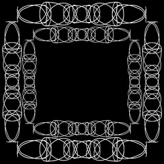 Original vector frame in the form of a white pattern on a black background