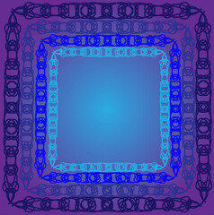 Original vector frame in the form of an abstract pattern on a blue background