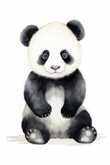 Portrait of a panda bear isolated on a white background watercolor style