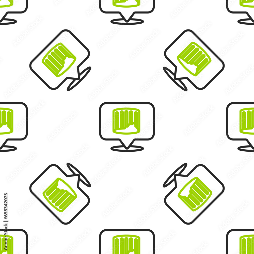 Poster line ancient column icon isolated seamless pattern on white background. vector