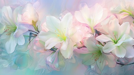  a bunch of white flowers on a blue and pink background.  generative ai