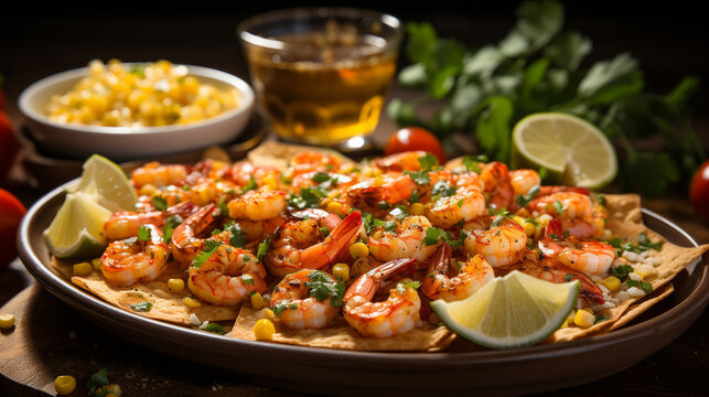 A bowl of corn and shrimp ceviche with fresh corn UHD wallpaper Stock Photographic Image