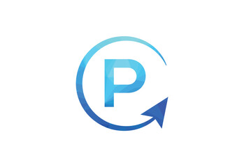 Business letter P with arrow chart logo vector icon illustration