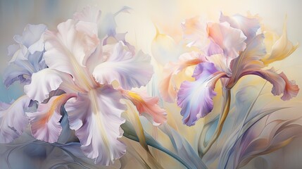  a painting of a flower with a pastel effect of pink and white flowers.  generative ai