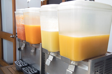 Fruit juices on hotel dispensers