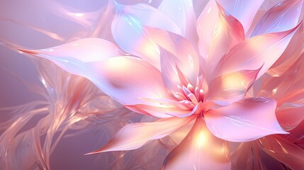  a large pink flower with lots of leaves in the background.  generative ai