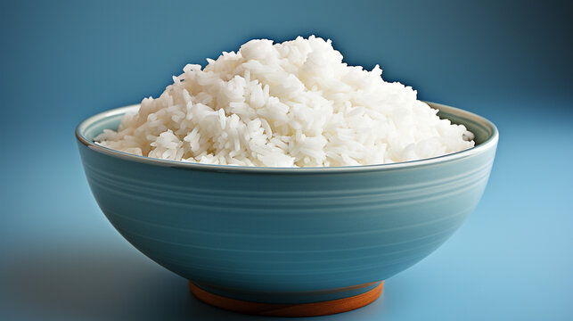A bowl of fluffy white rice steaming UHD wallpaper Stock Photographic Image