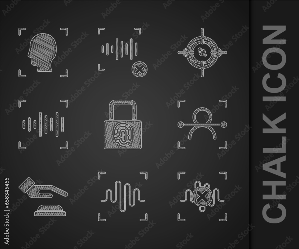 Canvas Prints Set Fingerprint with lock, Voice recognition, Rejection voice, Face, Palm, Eye scan and icon. Vector