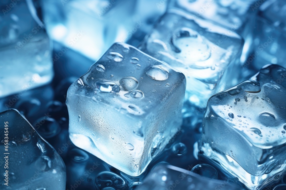 Poster a bunch of ice cubes sitting on top of each other. can be used to depict coldness, refreshment, or s