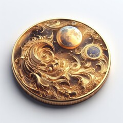 Gold Coim, Gold Coin with an image of  planet