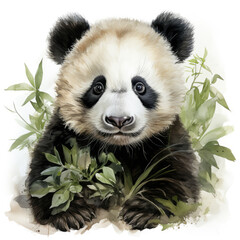 watercolor panda clipart, generative ai