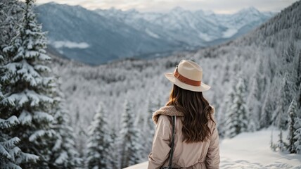 Fototapeta na wymiar woman in winter forest