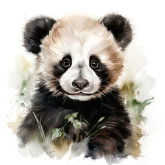 Obraz premium watercolor panda clipart, generative ai