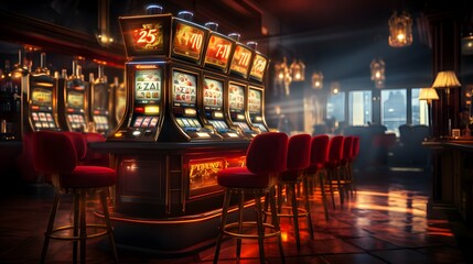 slot machine room with classic style - obrazy, fototapety, plakaty