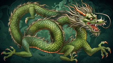 Green Wood dragon, symbol of 2024 Chinese New Year