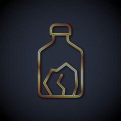 Gold line Ore mining icon isolated on black background. Vector