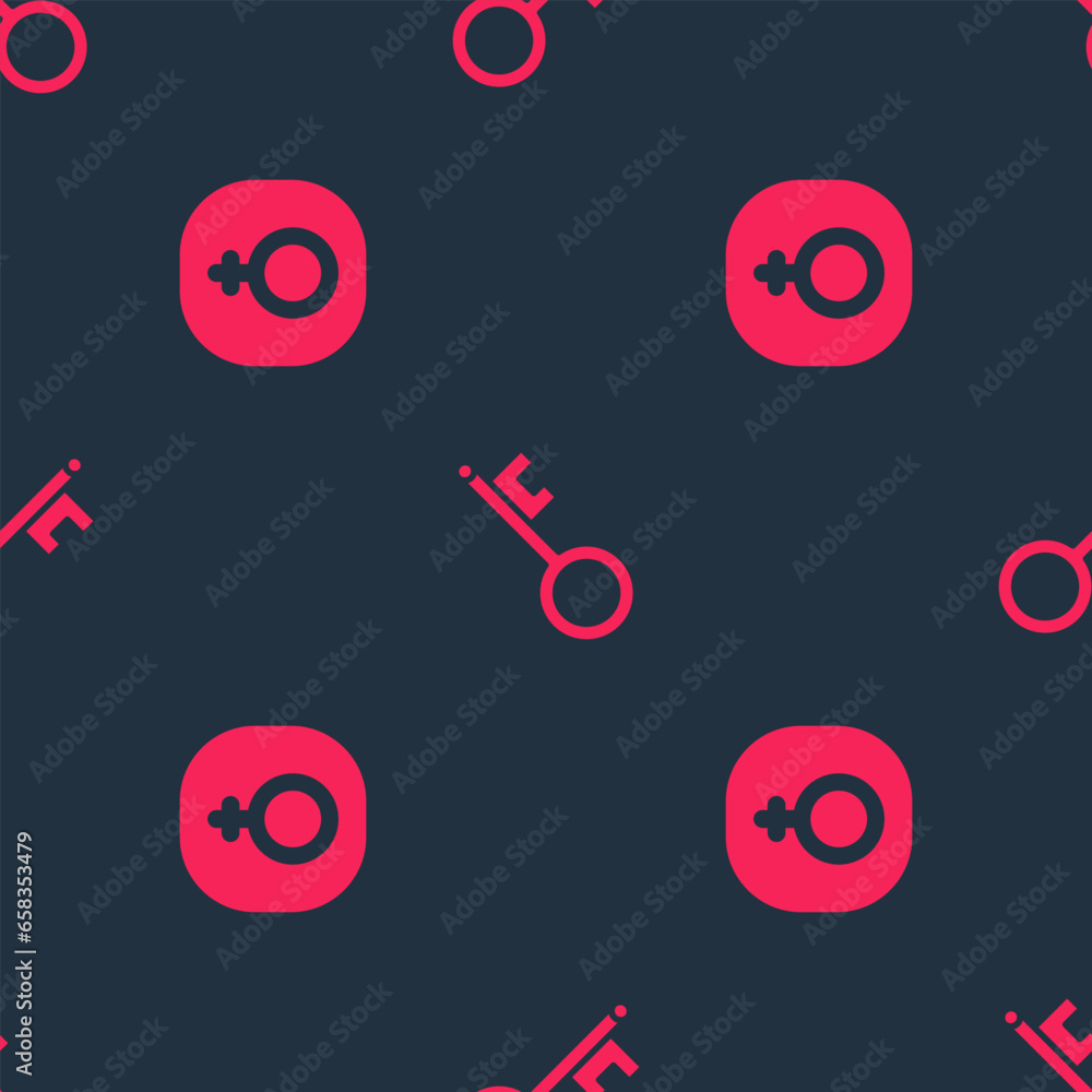Poster set venus and old key on seamless pattern. vector
