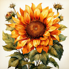 watercolor sunflower clipart, generative ai