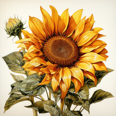 watercolor sunflower clipart, generative ai