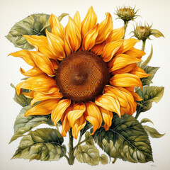 watercolor sunflower clipart, generative ai