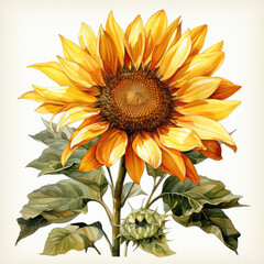 Obraz premium watercolor sunflower clipart, generative ai