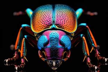 Macro shots of colorful beetle insects 