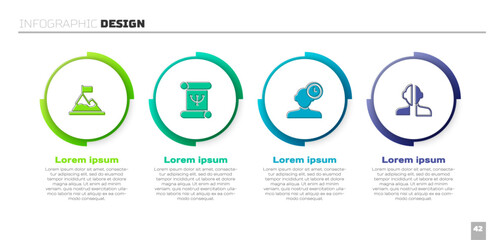 Set Mountains with flag on top, Psychology book, Insomnia and Bipolar disorder. Business infographic template. Vector