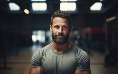 Fototapeta premium Close-up shot of a satisfied fitness enthusiast in the gym after a workout