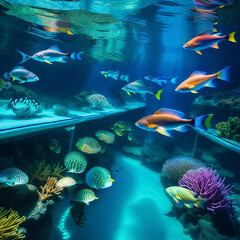 Obraz premium Oceanic Utopia: Journey into the AquaMetropolis of Tomorrow
