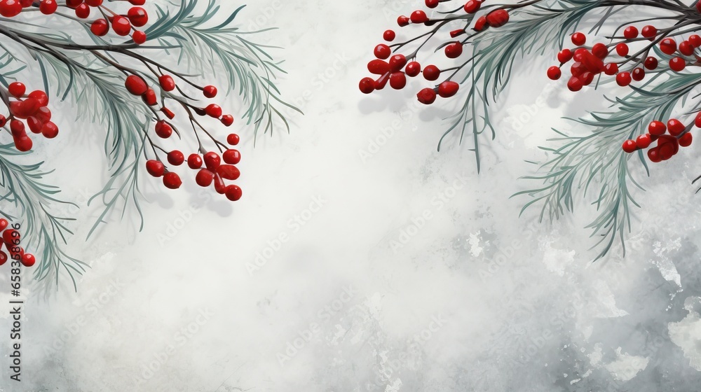 Aufkleber a branch of a tree with red berries hanging from it. generative ai