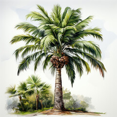 watercolor Palm Tree clipart, generative ai