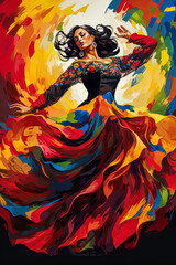 Generative AI illustration of Flamenco dancer on Andalusian