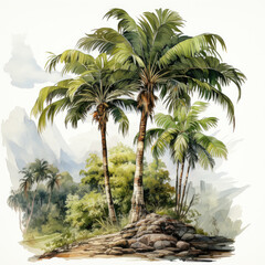 watercolor Palm Tree clipart, generative ai